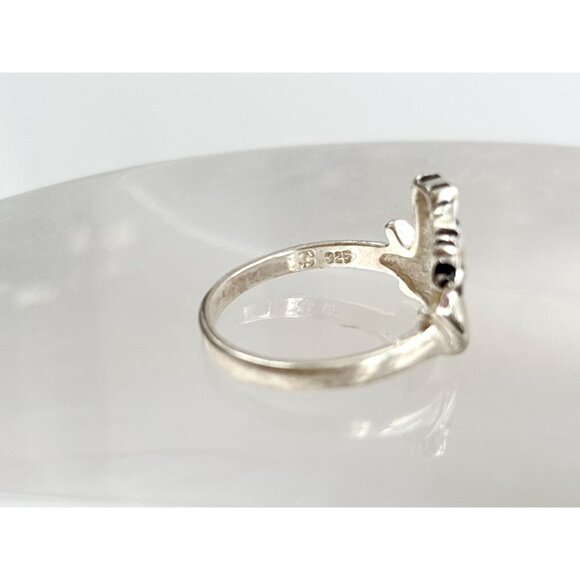 Twin Kitty Cat Polished Sterling Silver Vintage Minimalist 925 Band Ring - sz 6 - Picture 14 of 14